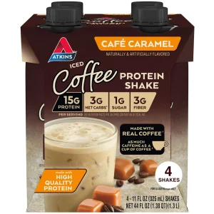 Atkins Protein Shake, Iced Coffee Café Caramel, Keto Friendly, 15g Protein, Caffeinated, 4 Count