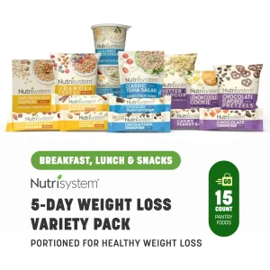 Nutrisystem 5-Day Weight Loss Variety Pack, Breakfasts, Lunches, and Snacks, 15 Count (Shelf-stable)