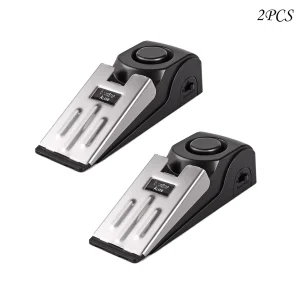 Syenll Door Stop Alarm, 2 Pack Door Stopper with 120DB Security Alarm, Door Security Devices for Home Travel, Black